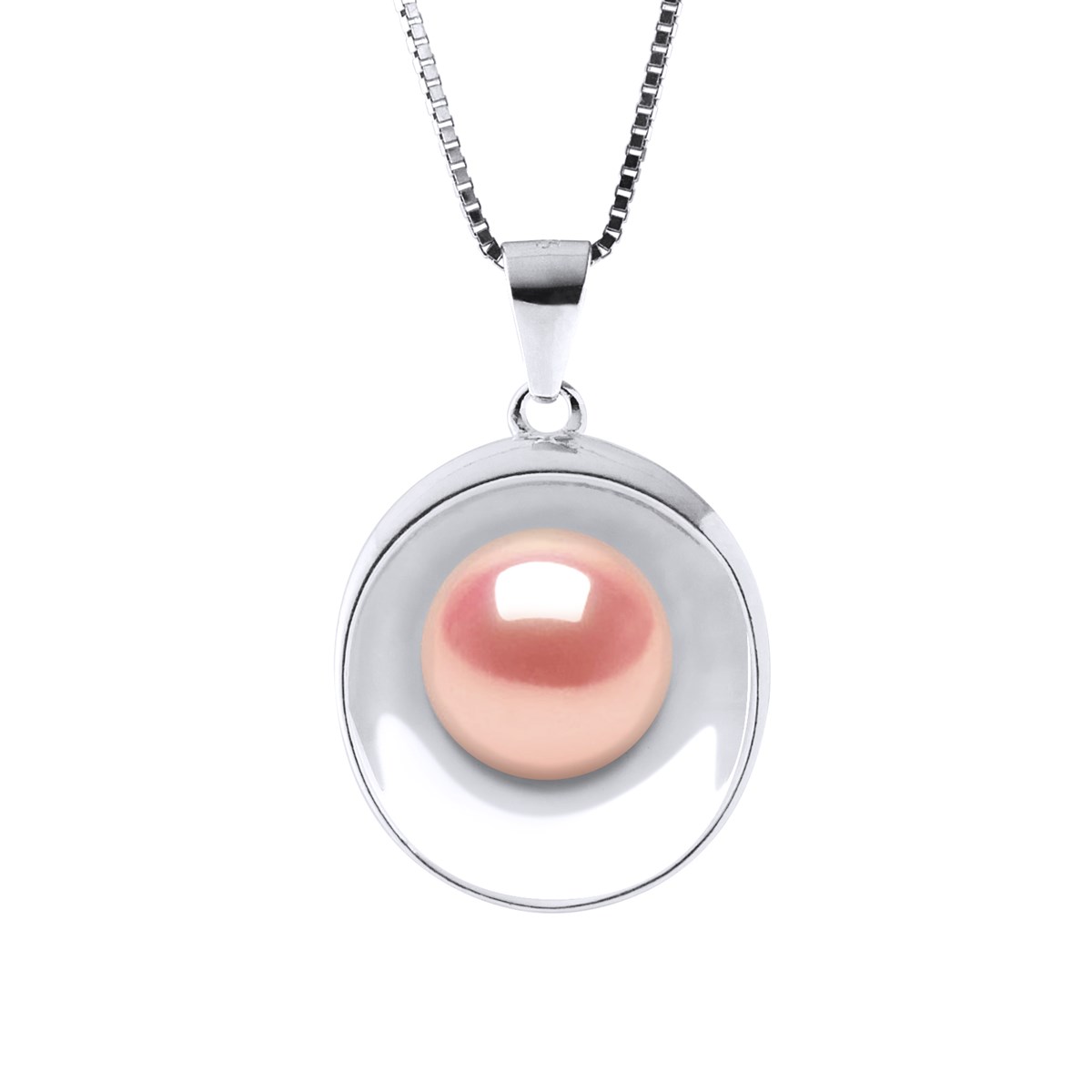 Collier REFLETS Perle d'Eau Douce 9-10 mm Rose Argent 925