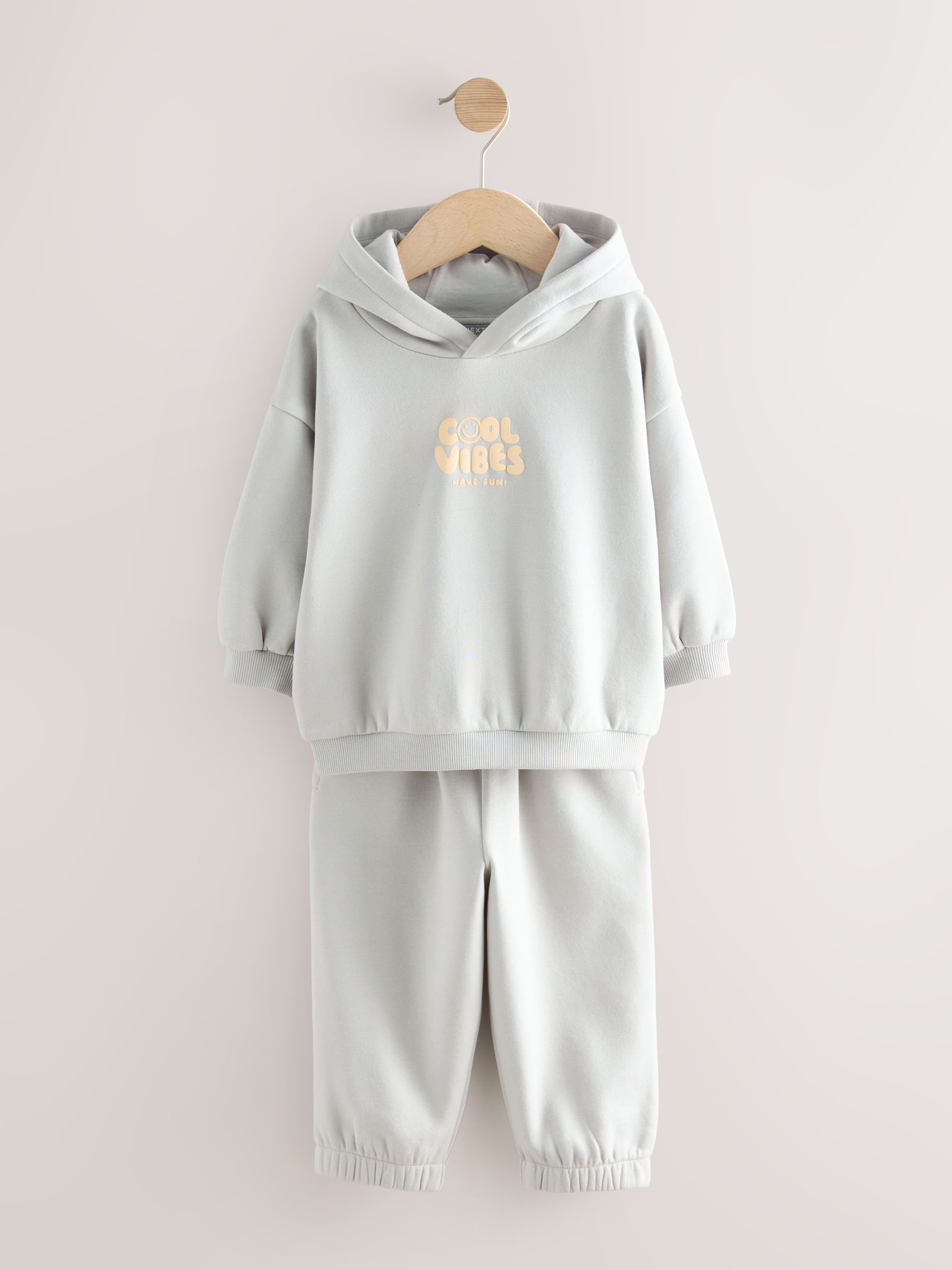 Lichtblauw - Set van bedrukte hoodie en joggingbroek (3mnd-7jr)