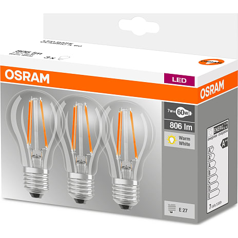 Osram 3 pak LED kronepærer 7W - varmt hvidt lys