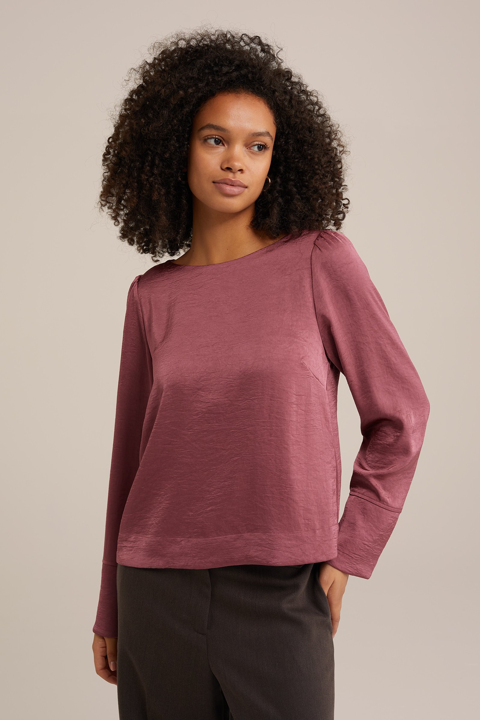 blouse met satijnenlook WE Fashion Oudroze