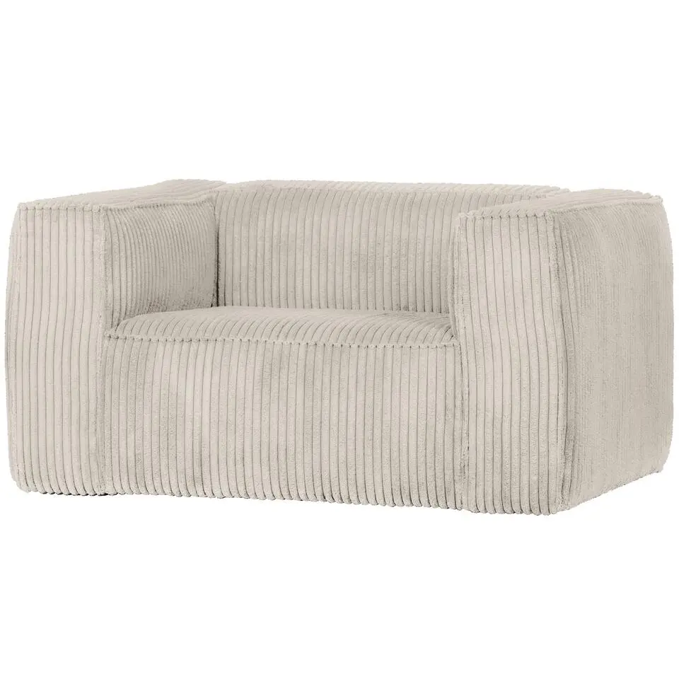 WOOOD Bean Fauteuil - Grove Ribstof - Naturel - 74x146x98