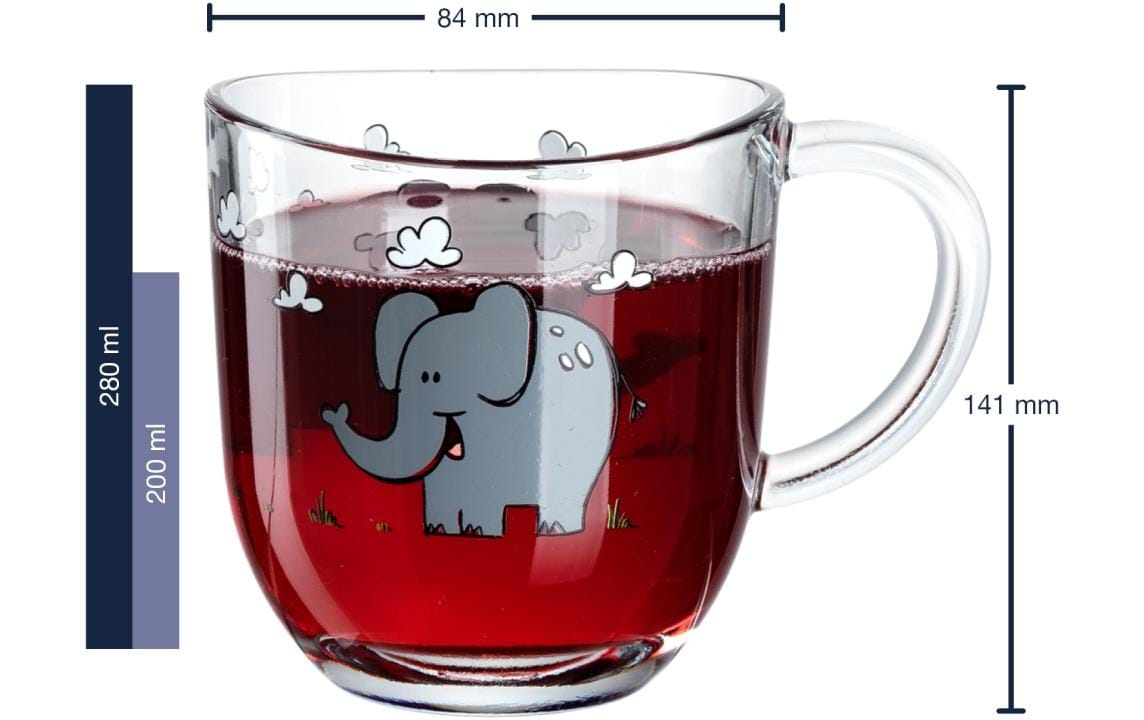 Kindertasse Elefant 6-teiligTassen Set mit Elefanten Motiv