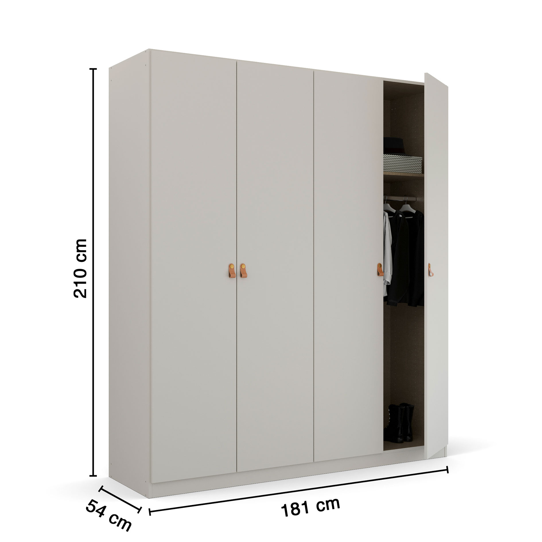 Drehtürenschrank - seidengrau - 181 cm