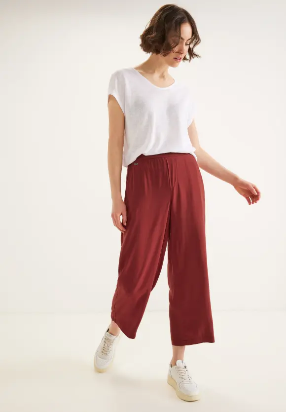Viskose Loose Fit Hose - foxy red