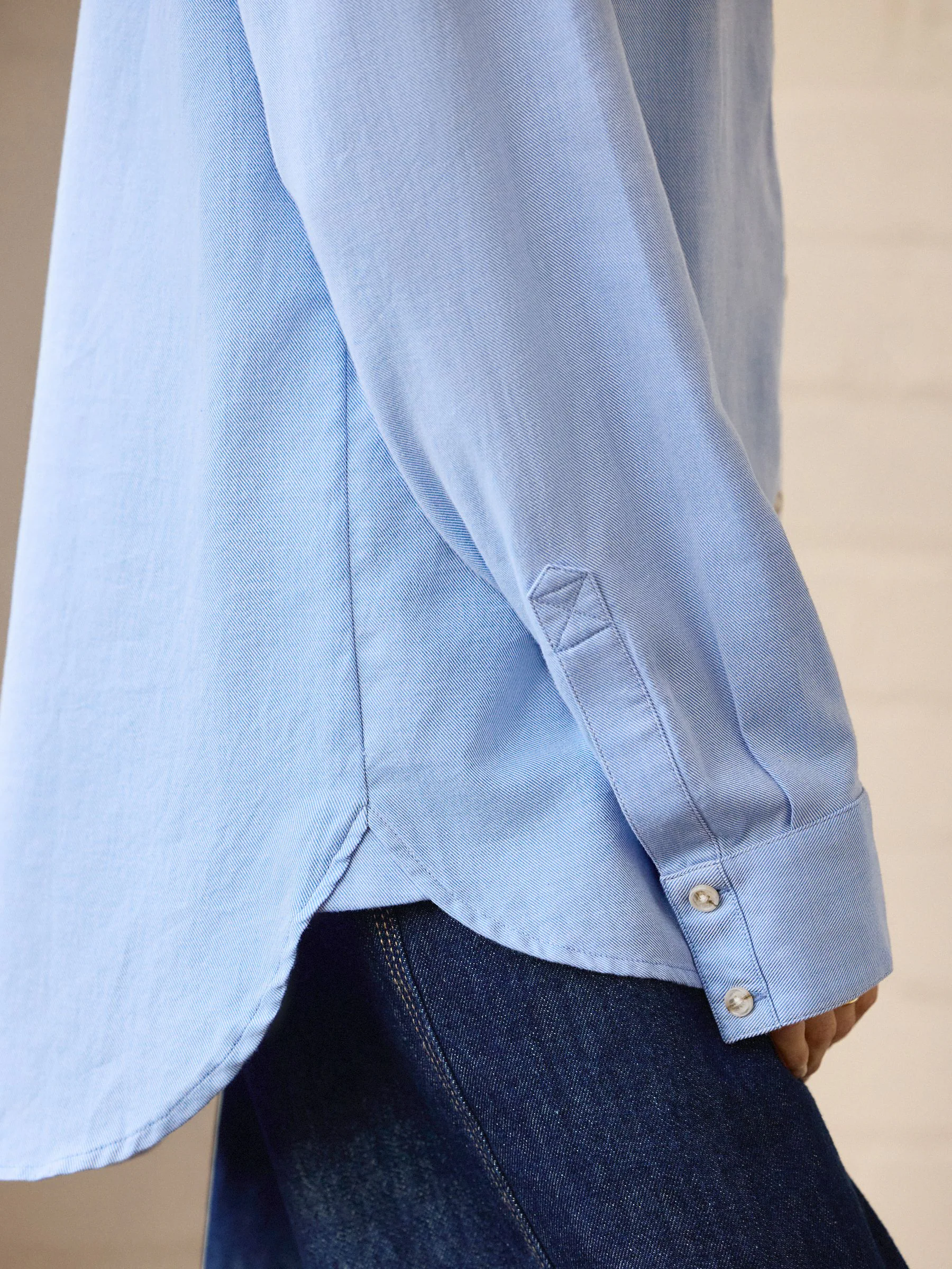 Blauw - Ruimvallend 100% katoenen button-down casual overhemd met lange mouwen
