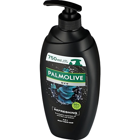 3-i-1 shower gel m. eukalyptusolie og havsalt m. pumpe