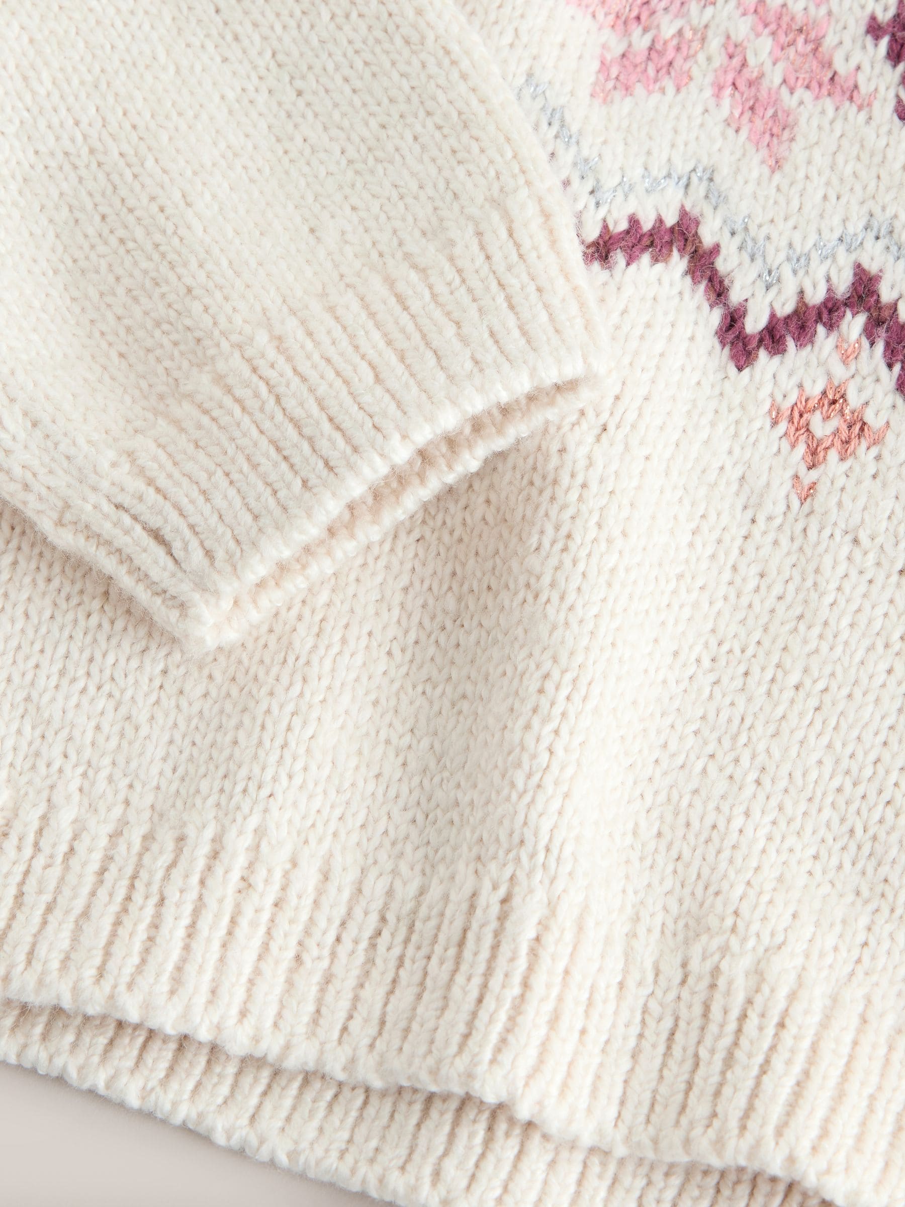 Ecru - Fair Isle-kersttrui (3mnd-7jr)