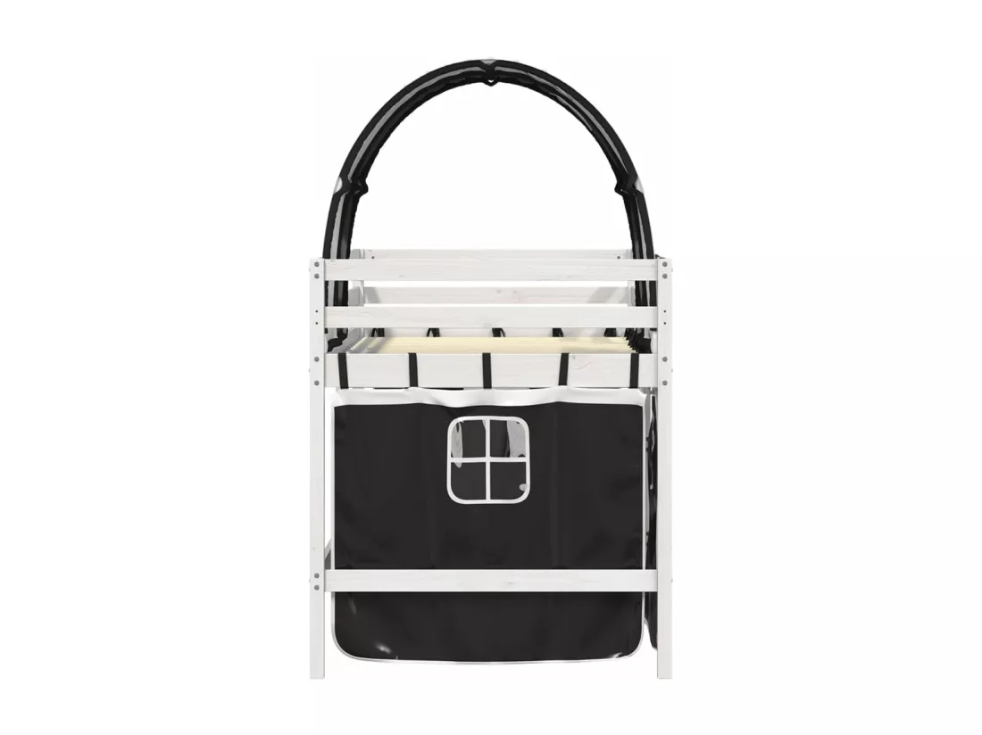 Lit mezzanine enfants et tunnel blanc/noir 90x190 cm pin massif