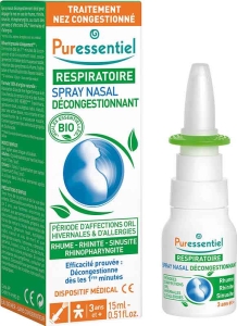 PURESSENTIEL Abschwellender Nasenspray mit ätherischen Ölen, 15 ml