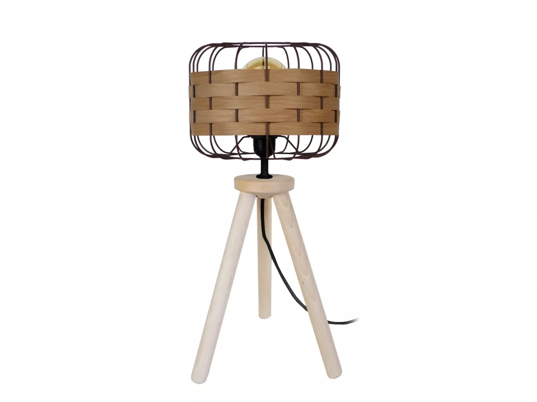 TRESSÉ.BAGO R - Lampe a poser trépied bois naturel et marron et bois Chêne