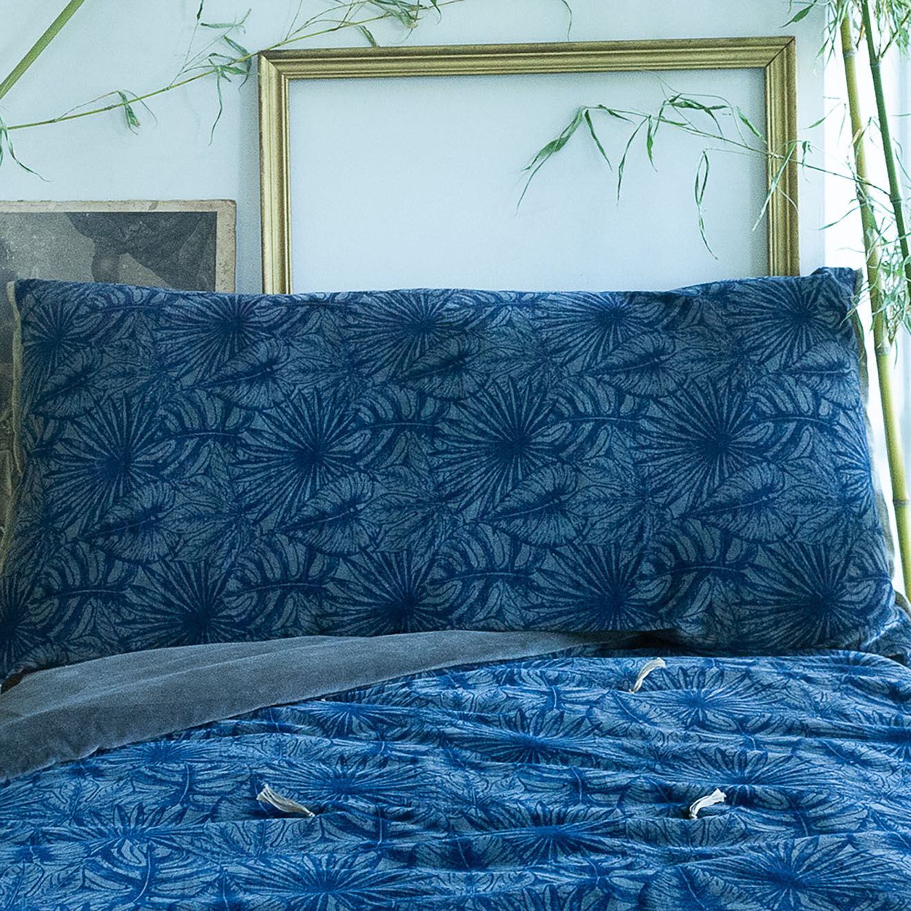 En Fil d'Indienne Housse de coussin Goa plomb - 50x100 cm