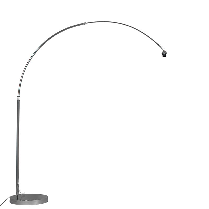 QAZQA - Moderne booglamp, chroom, verstelbaar, zonder kap | Woonkamer - Staal, rond - LED-compatibel, E27