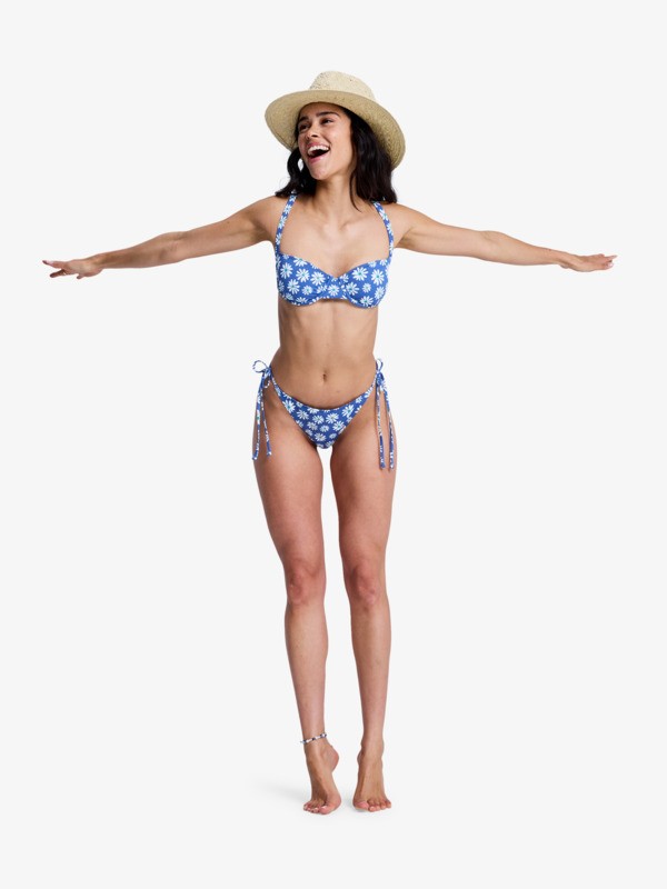 Printed Essentials Tanga High Leg Bas de bikini échancré Bleu Femme