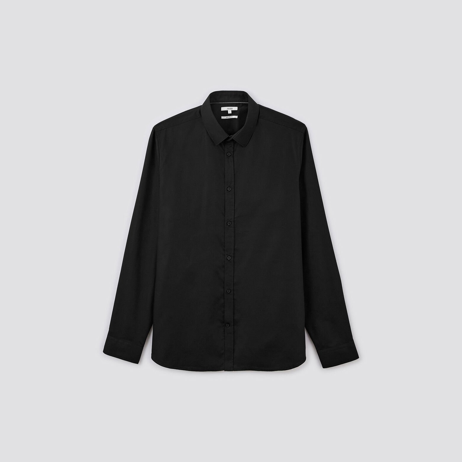 Chemise slim unie stay white/black coton Noir