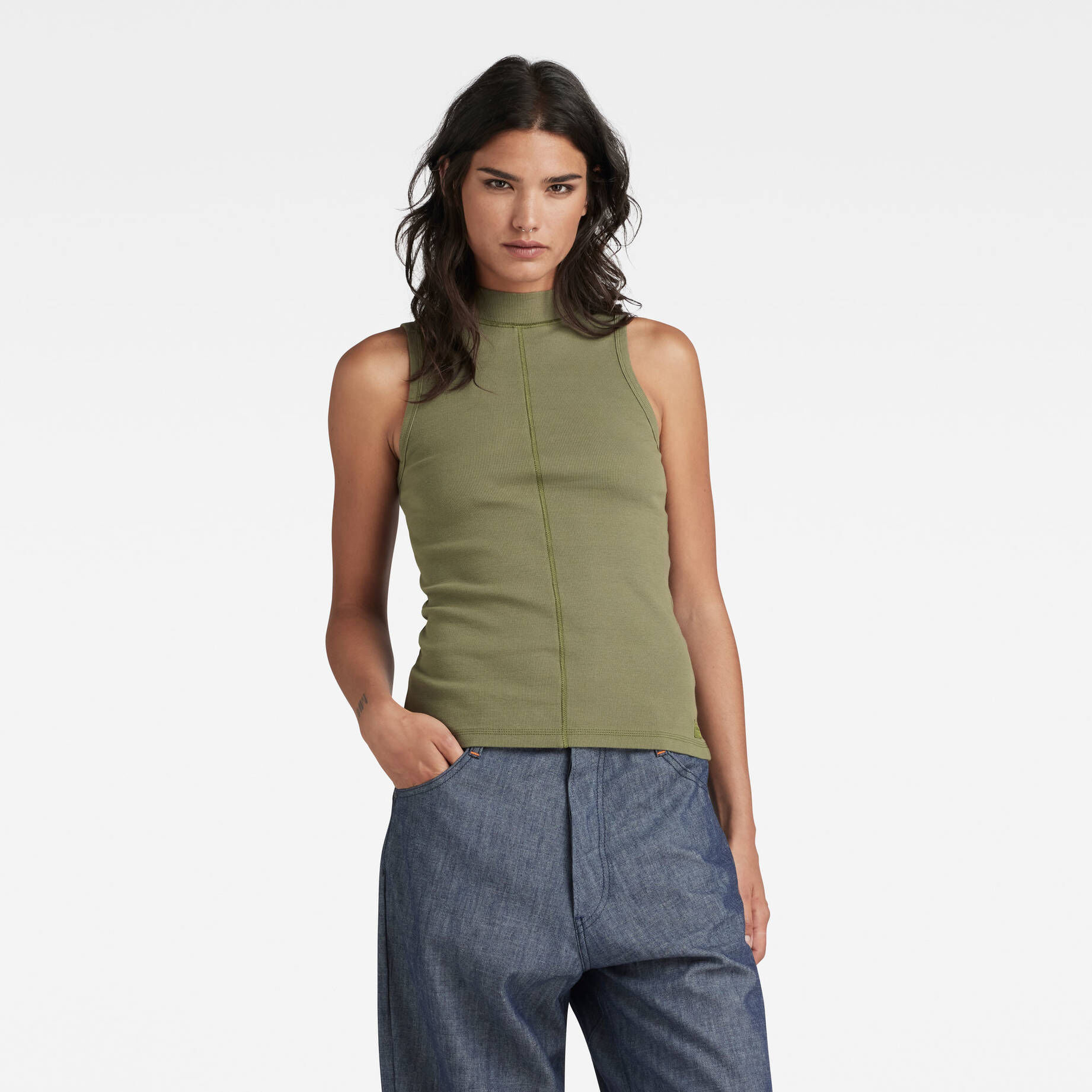 G-Star RAW| Damen Top OPEN BACK MOCK SLIM TEE