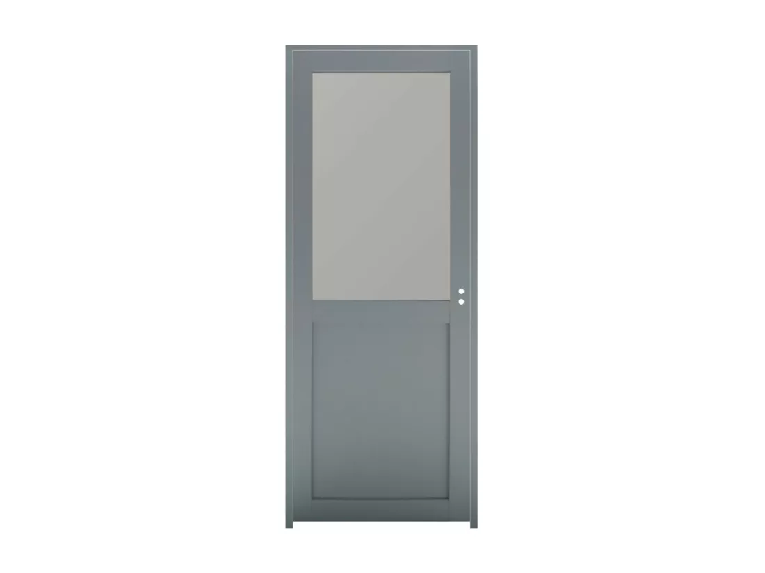 Bloc Porte Athena Ral7035 Vitrée H204 X L83 Poussant Gauche Côtes Tableau Gd Menuiseries