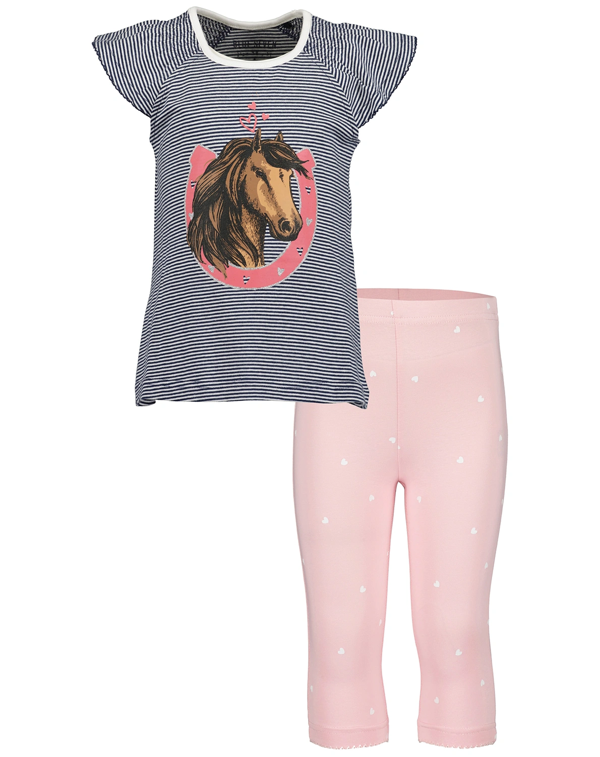 Tunika HORSE mit Capri-Leggings in blau/gestreift