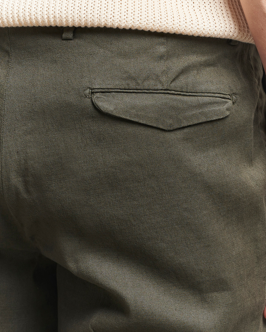 Briglia 1949 Pleated Linen Trousers Olive