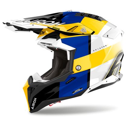 Casque cross Airoh AVIATOR 3 - MONARCH 2025 - Bleu / Jaune