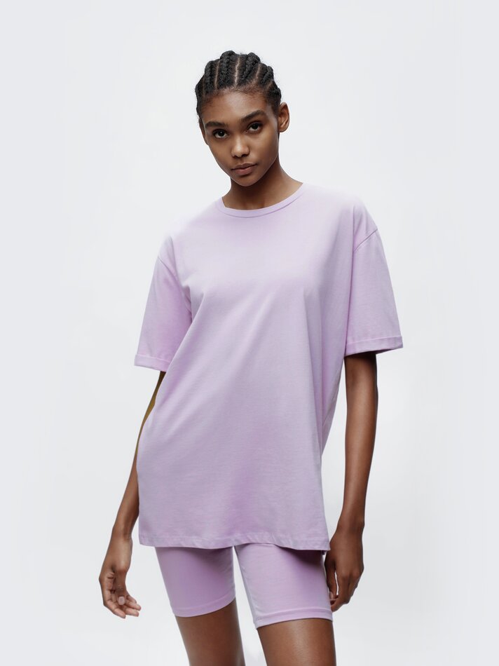 Camiseta oversized de manga curta - Malva Claro