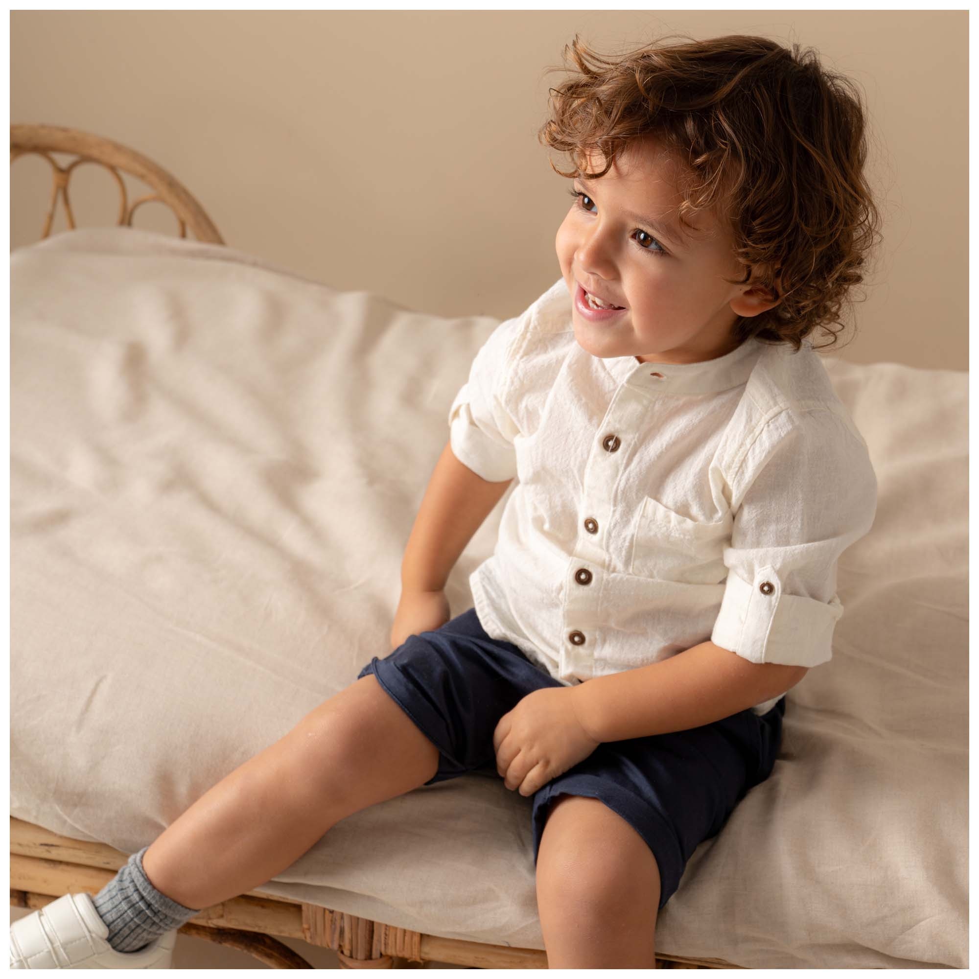 Prénatal peuter short  effen blauw