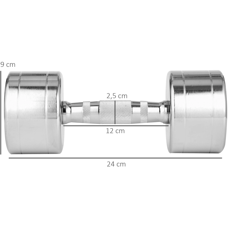 HOMCOM Kurzhantel-Set mit gerändeltem Griff silber