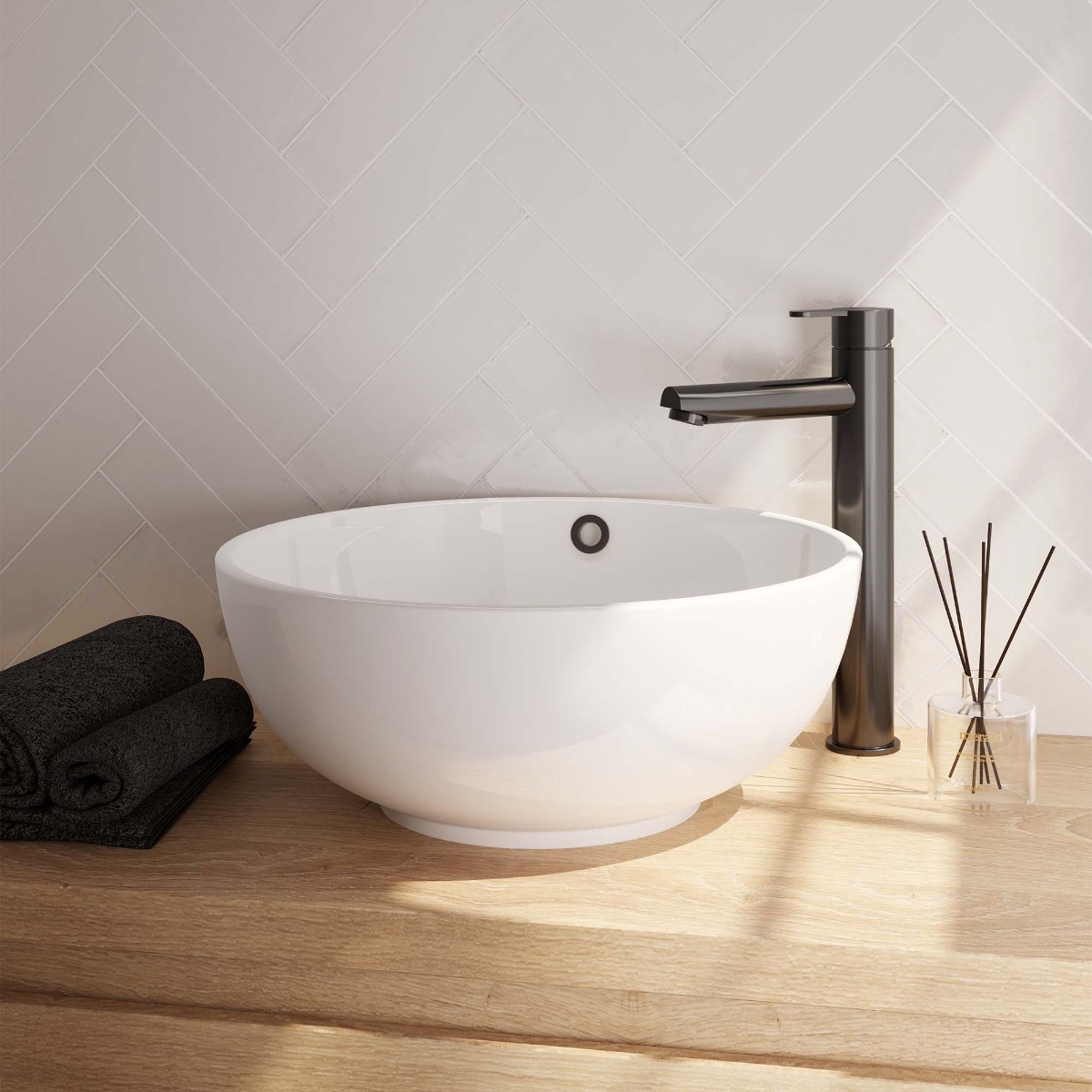 Brauer Gunmetal Edition ColdStart verhoogde wastafelkraan energy-saving model D gunmetal geborsteld PVD