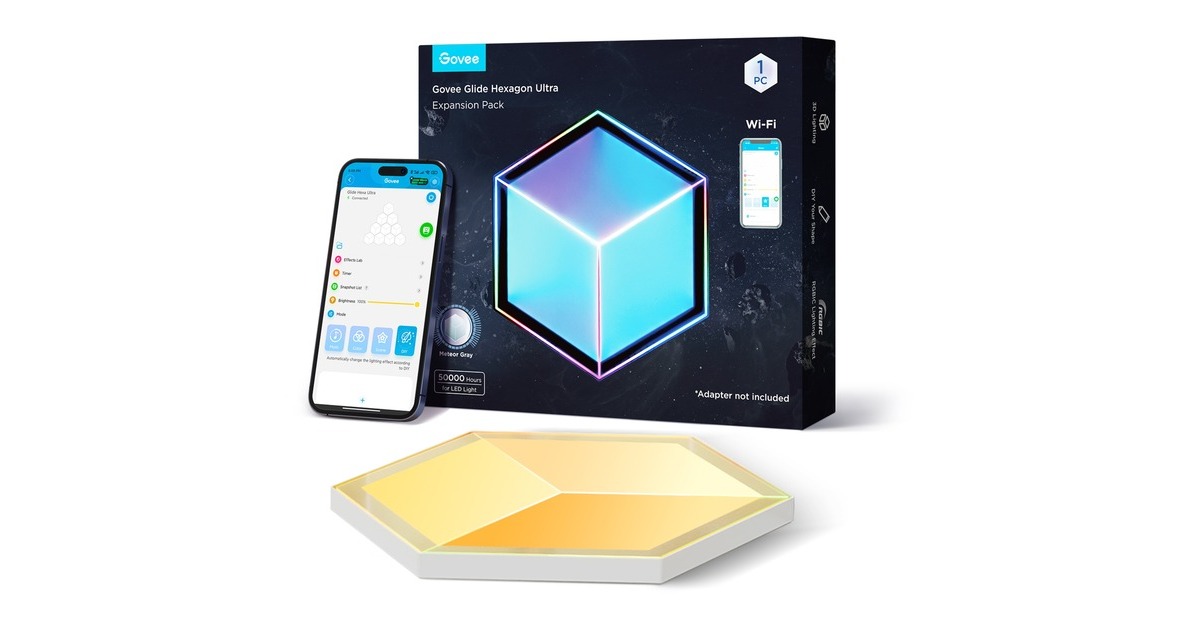 GoveeGlide Hexagon Ultra Expansion Pack - 1-pack sfeerverlichting  (2,4GHz wifi, Bluetooth)
