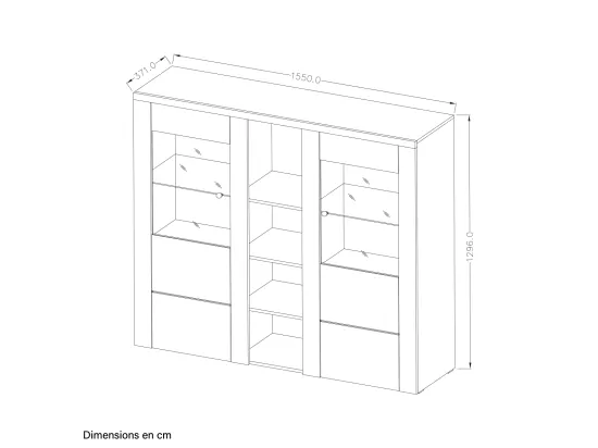 Vaisselier 2 portes avec LED Amaury Bois