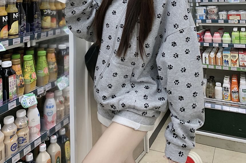 ANORA - Hoodie met kattenooraccent en pootprint, rits en elastische taille (verschillende ontwerpen)
