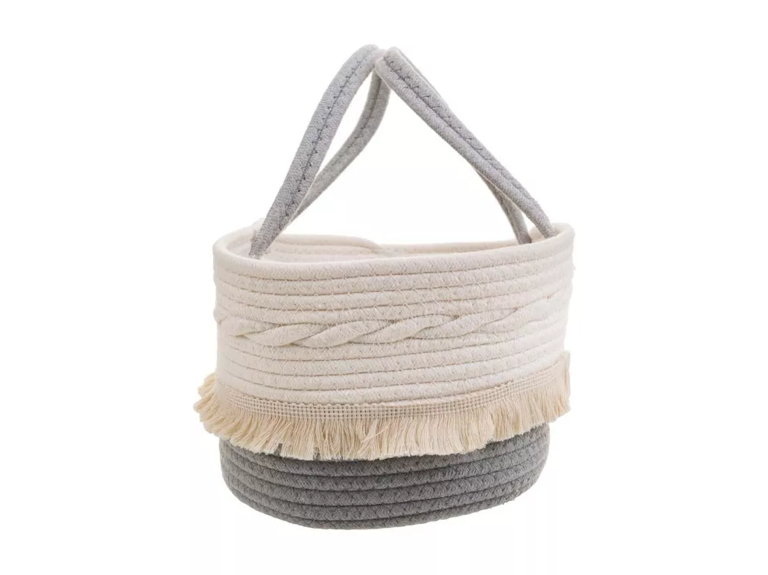 Panier blanc en corde tressée 40x30x18h