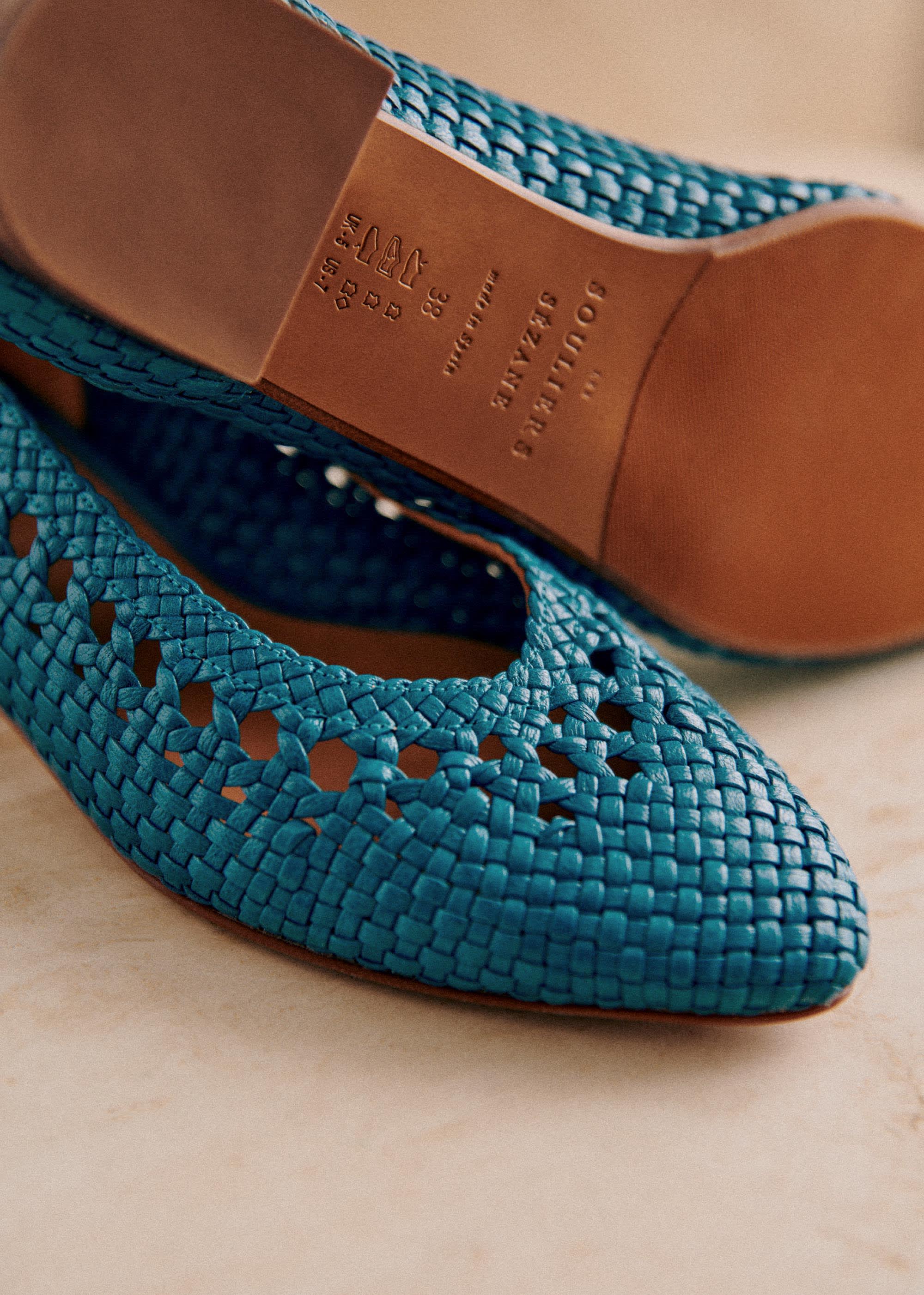 Ballerines Low Anya - Bleu turquoise lisse tressé - SOULIERS/SOULIERS Babies 5906248