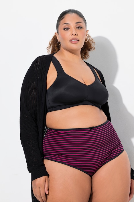 Maxislips, 5er-Pack, Ringel / einfarbig, High Waist