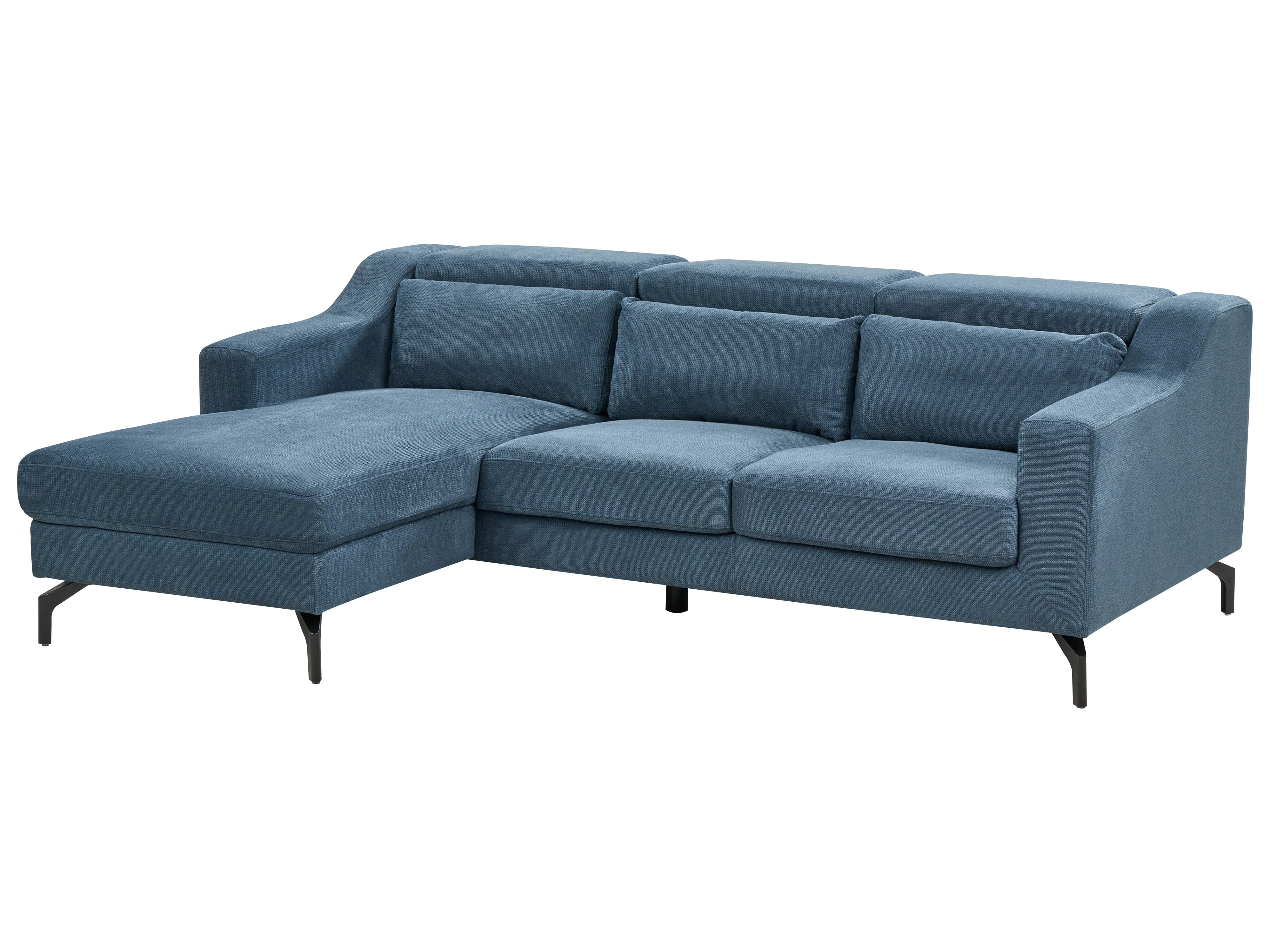 Hoekbank 4-zits GLOSLI Chenille Blauw rechtszijdig