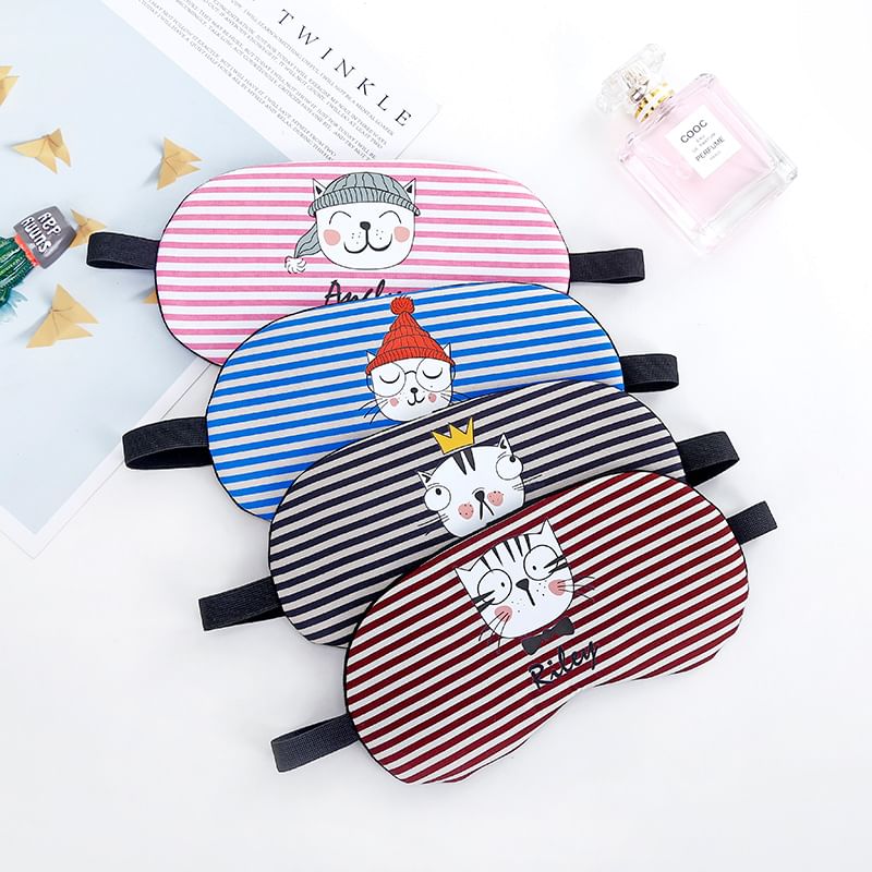 Eranso - Gestreept slaapmasker met kattenmotief (verschillende designs) / Koelmat