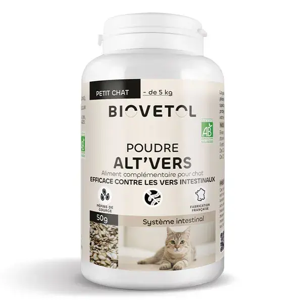Biovetol - Alimento para Bem-Estar - Alt'vers Ração Orgânica em Pó para Gatos de Pequeno Porte <5kg - 50g
