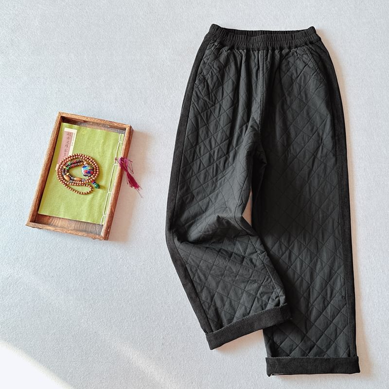 CosmoCorner - Hoge taille effen gewatteerde wijde broek