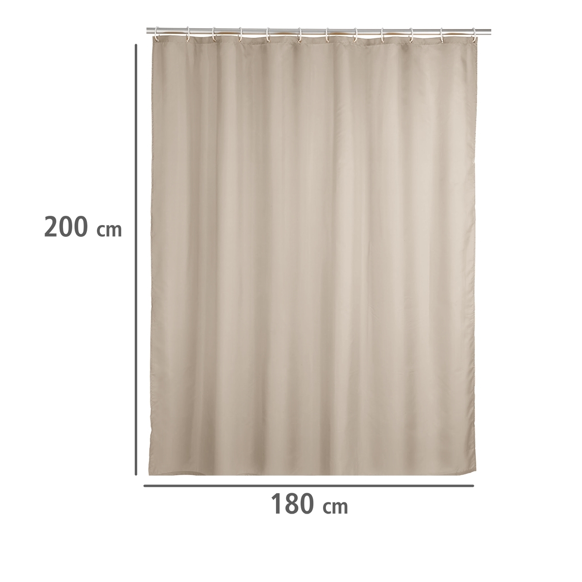 Wenko anti-schimmel douchegordijn 180x200cm polyester uni beige inclusief ringen