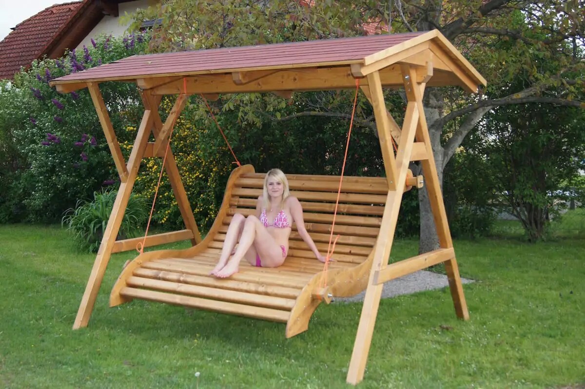 PureHaven Hollywoodschaukel für 3 Personen 242x201x265 cm Fichtenholz - versch. Ausführungen