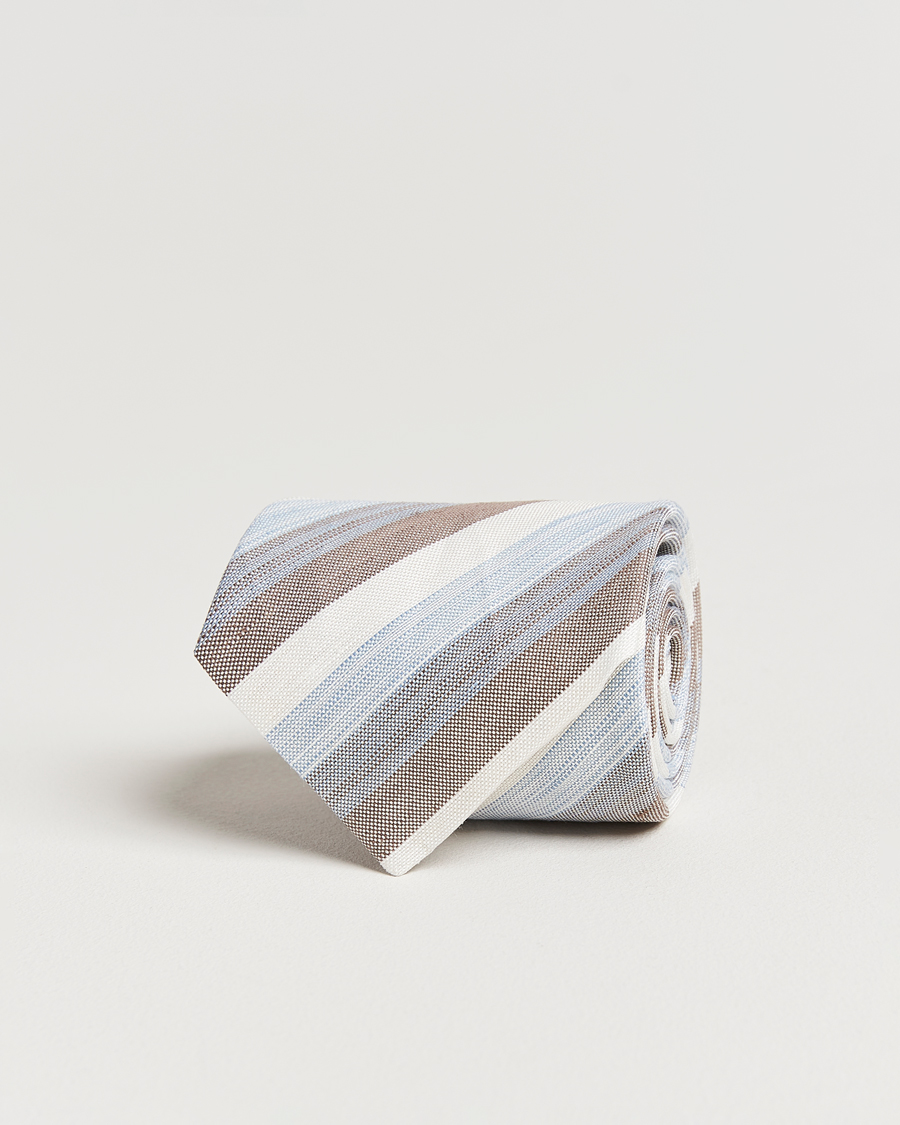 Stenströms Silk/Linen Mutli Striped Tie Brown