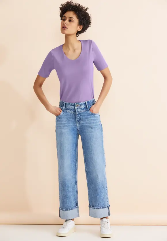 Basic Kurzarmshirt - smell of lavender