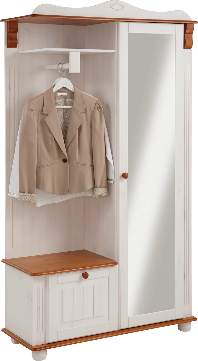 Home affaire Kompaktgarderobe »Adele« Breite 108 cm, mit Spiegeltür, aus massiver Kiefer, FSC®