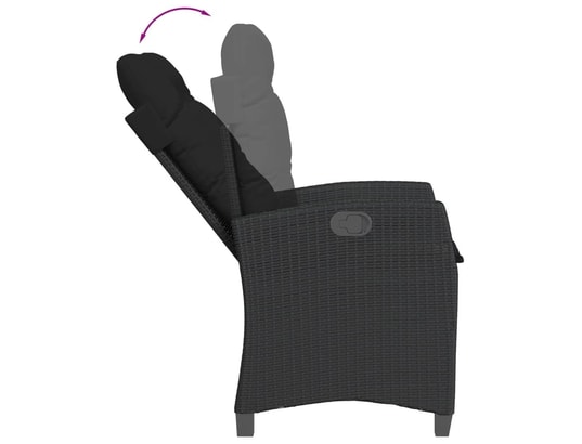 VIDAXL - Chaise inclinable de jardin avec coussins noir résine tress...