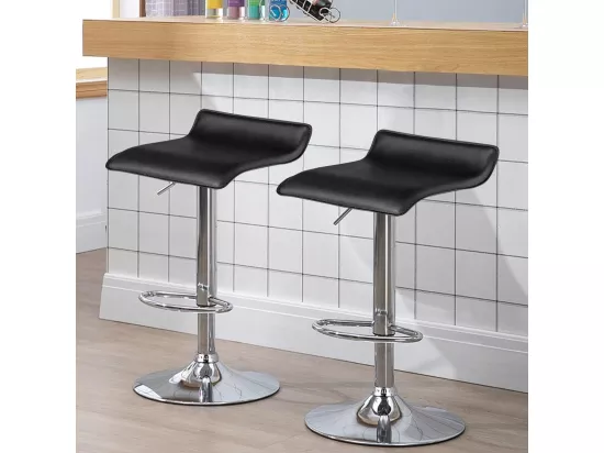 Tabouret de Bar Lot de 2, Chaise Bar, Hauteur Réglable, Chaise Bar Cuisine en Cuir PU, Rotatif sur 360°, Repose-Pieds, Cadre en Acier (Noir)