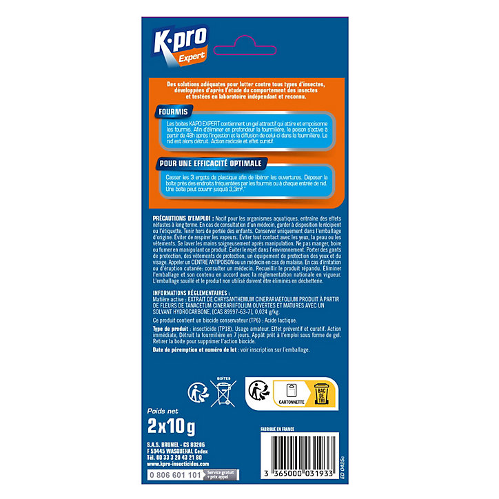 Boîte appat fourmis Kapo 2 x 10g