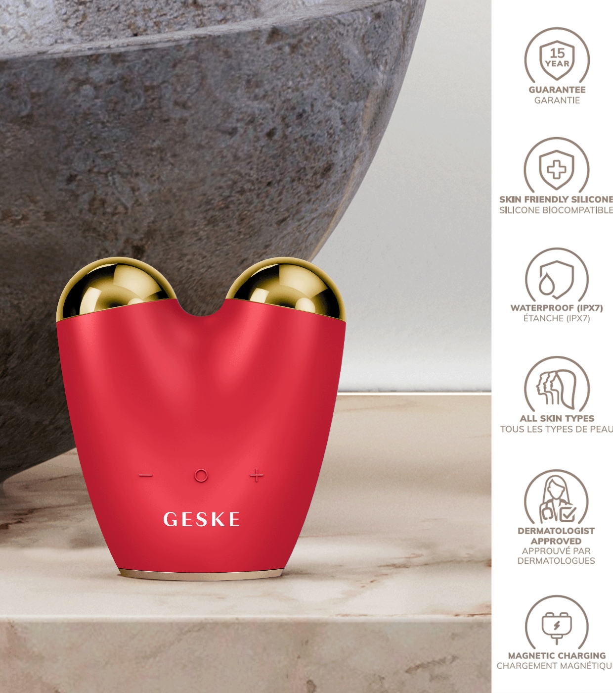 GESKE - *I love myself* - Massageador Microcurrent Face-Lifter 6 In 1 - Red