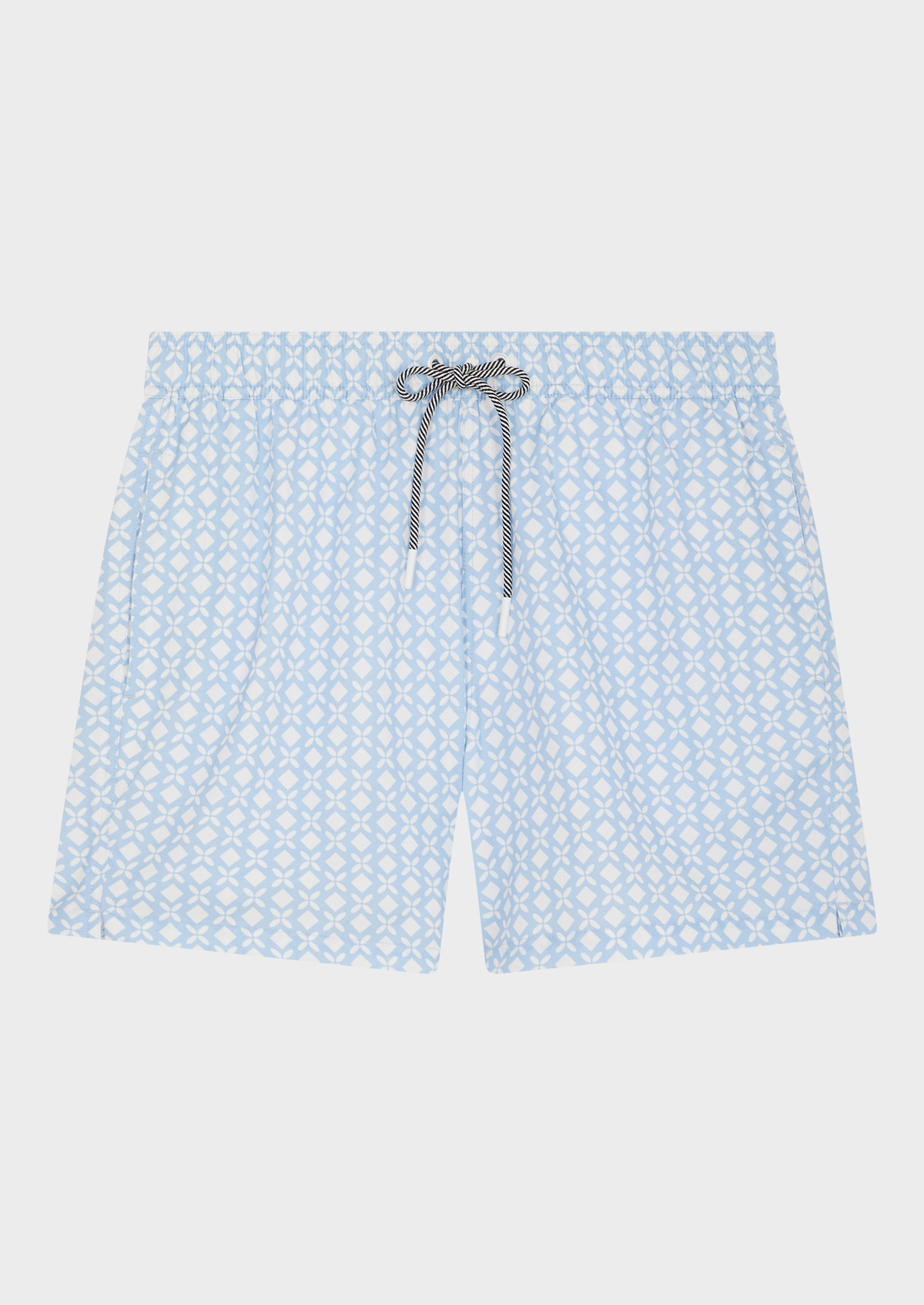 Maillot de bain blanc à motif fantaisie bleu ciel