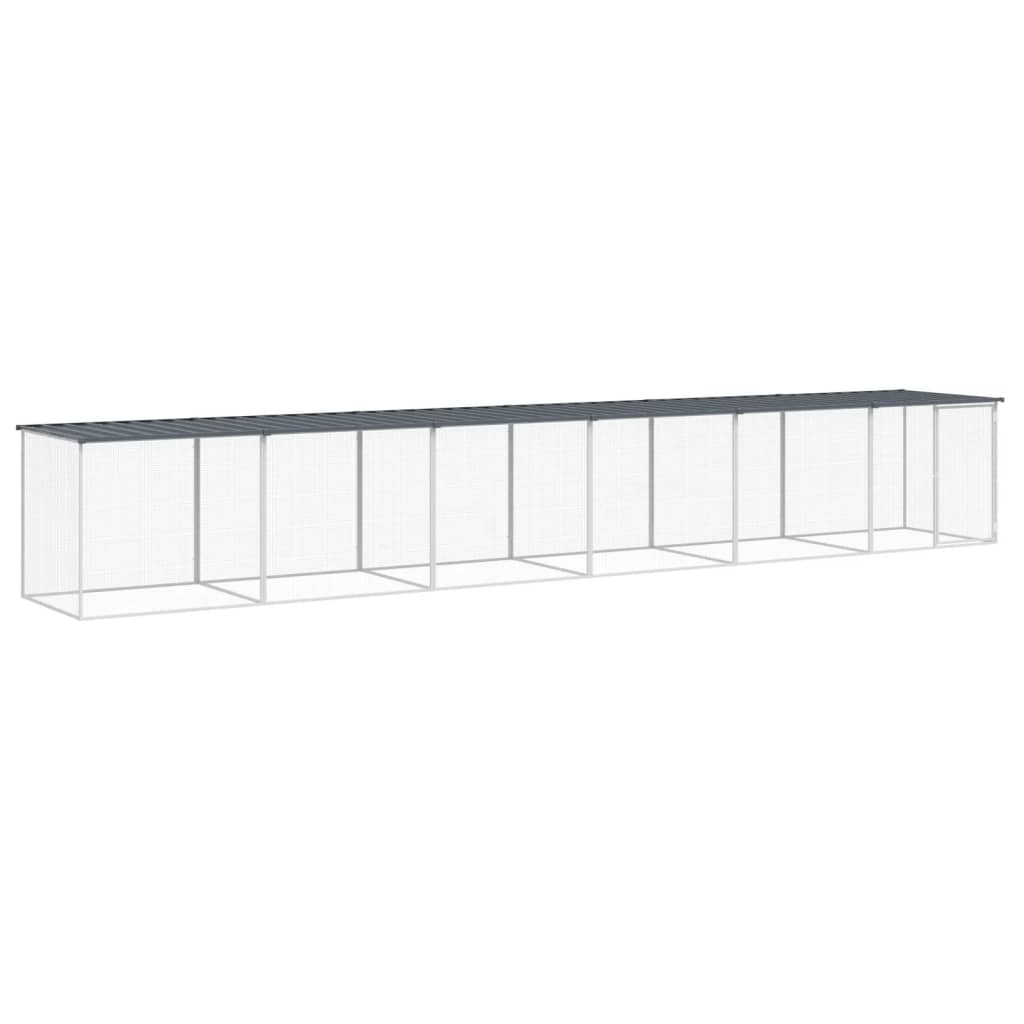 Galinheiro vidaXL com telhado de aço galvanizado, antracite, 1003x98x90 cm
