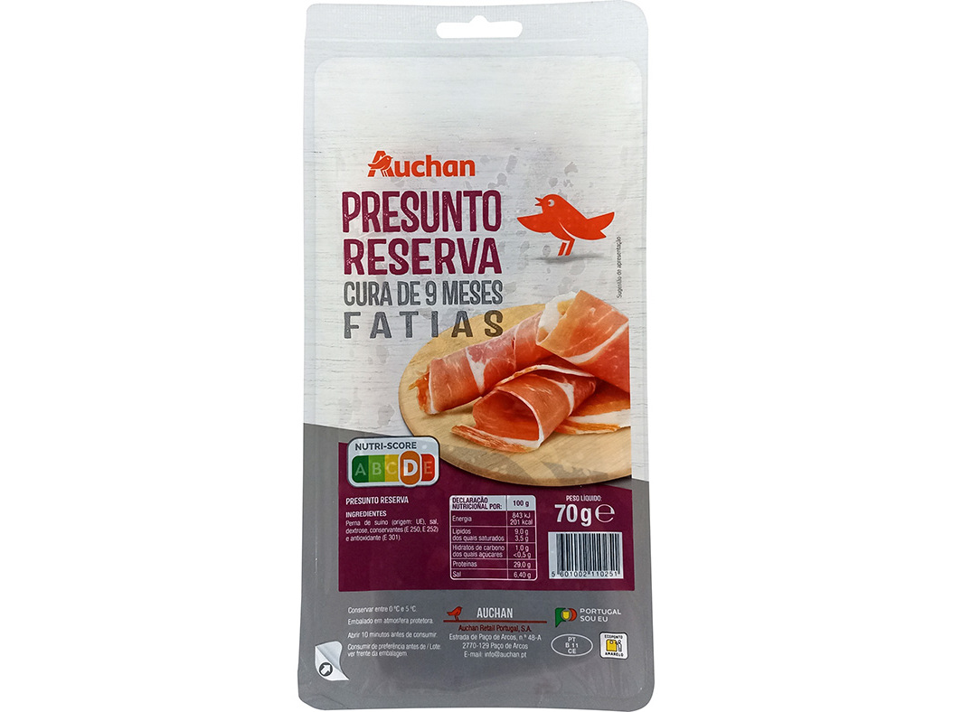 PRESUNTO RESERVA AUCHAN 9 MESES DE CURA FATIAS 70 G