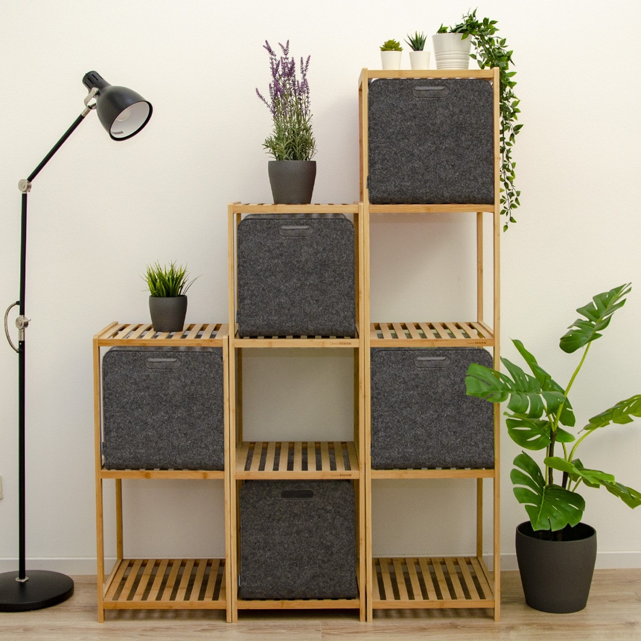 Aufbewahrungsbox 2er Set Cube Filz Grau 33x38x33cm